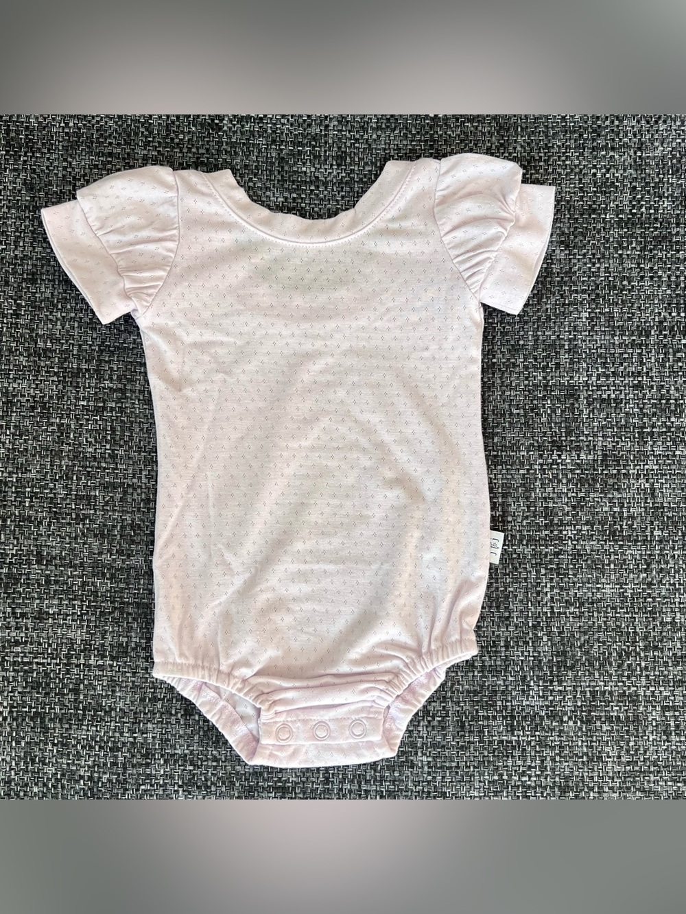 Jane + Jo Girls Banded Puff Sleeve Lavender Pointelle Bodysuit Size 12-18 Months
